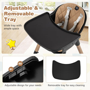 4-in-1 Baby Convertible Toddler Table Chair Set with PU Cushion-Brown view 6