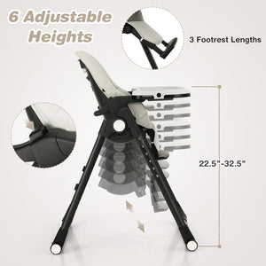 4-in-1 Baby High Chair with 6 Adjustable Heights-Gray view 8