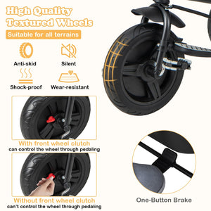 4-in-1 Baby Tricycle Toddler Trike with Reversible Seat and 5-Point Safety Harness-Black view 9