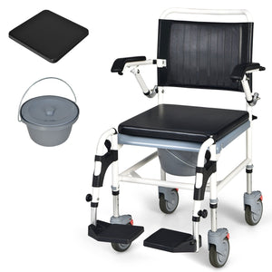 4-in-1 Bedside Commode Wheelchair with Detachable Bucket view 4