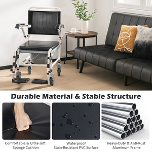 4-in-1 Bedside Commode Wheelchair with Detachable Bucket view 8