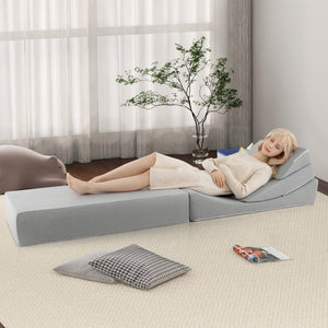 4-in-1 Convertible Folding Sofa Bed with High-Density Foam-Gray view 2
