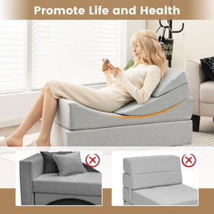 4-in-1 Convertible Folding Sofa Bed with High-Density Foam-Gray view 3