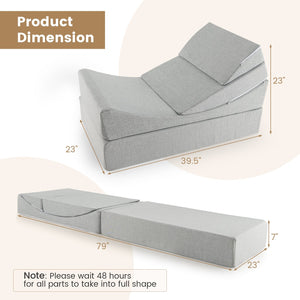 4-in-1 Convertible Folding Sofa Bed with High-Density Foam-Gray view 5
