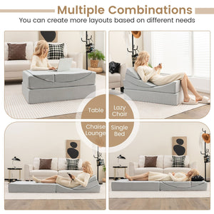 4-in-1 Convertible Folding Sofa Bed with High-Density Foam-Gray view 6