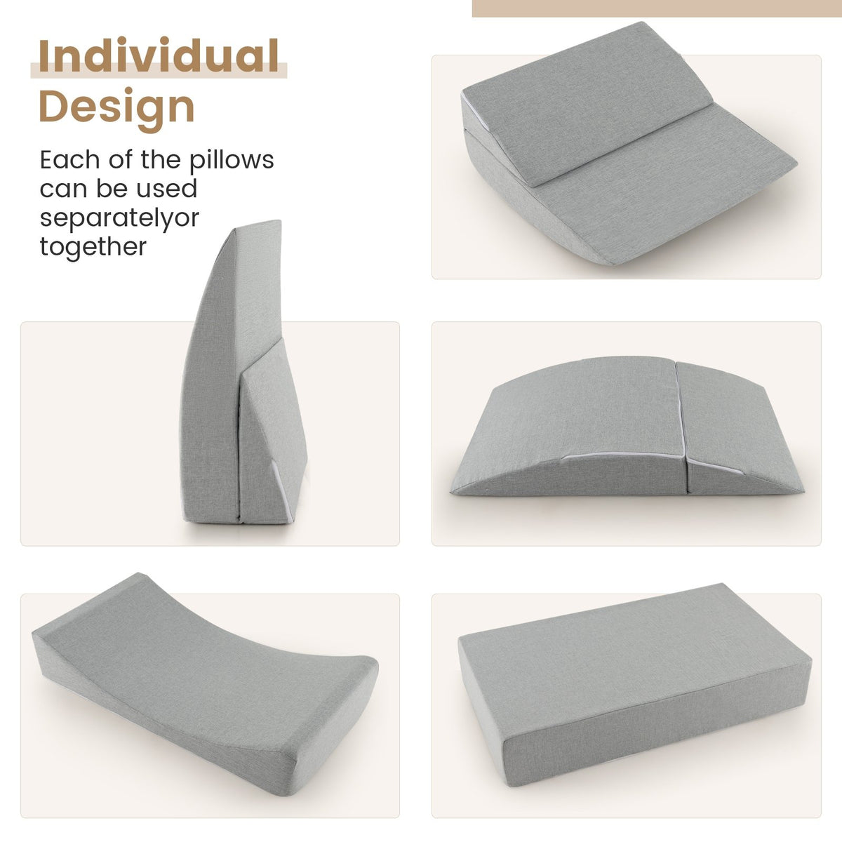 4-in-1 Convertible Folding Sofa Bed with High-Density Foam-Gray view 7