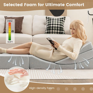 4-in-1 Convertible Folding Sofa Bed with High-Density Foam-Gray view 8