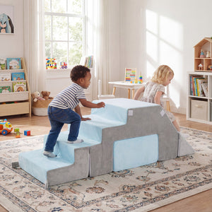 4-in-1 Foam Climbing Blocks Toddler Indoor Climb with Slide-Gray view 3