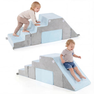 4-in-1 Foam Climbing Blocks Toddler Indoor Climb with Slide-Gray view 4