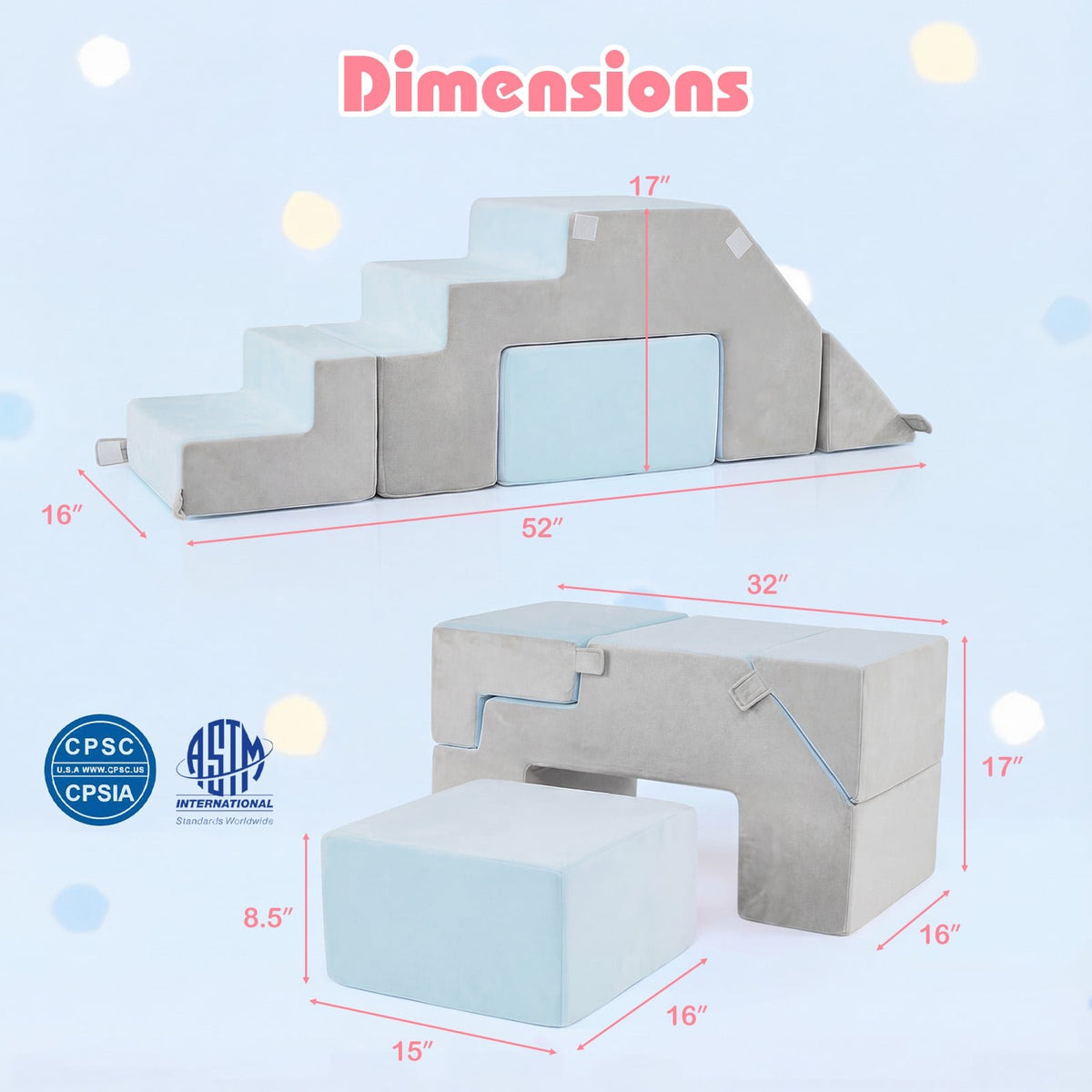 4-in-1 Foam Climbing Blocks Toddler Indoor Climb with Slide-Gray view 5