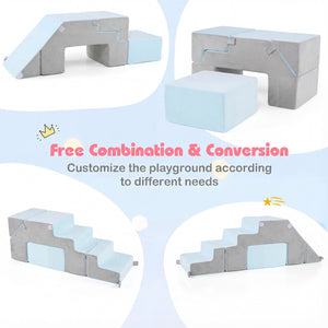 4-in-1 Foam Climbing Blocks Toddler Indoor Climb with Slide-Gray view 6