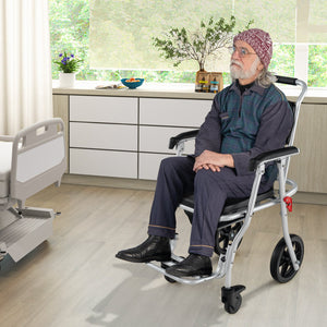 4-in-1 Foldable Bedside Commode Chair with Brakes and Bucket and Footrest view 2