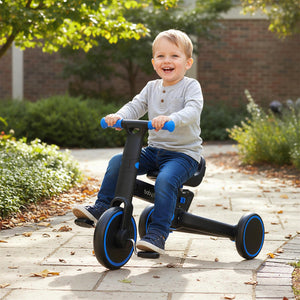 4-in-1 Foldable Toddler Tricycle with Push Handle with Adjustable Seat-Navy view 3