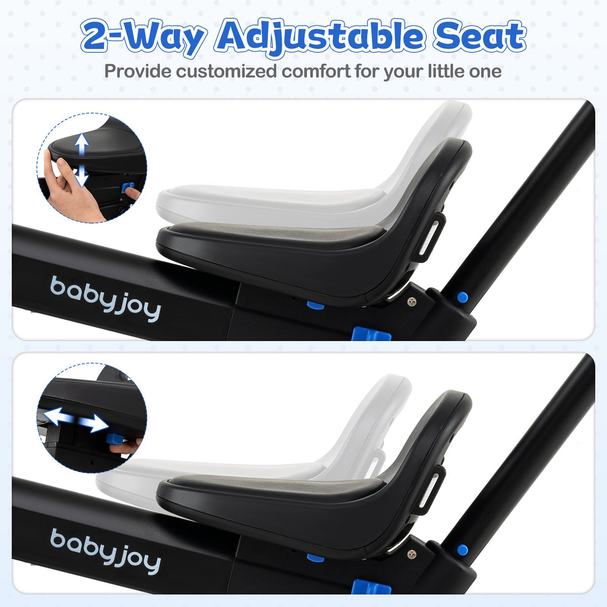 4-in-1 Foldable Toddler Tricycle with Push Handle with Adjustable Seat-Navy view 7