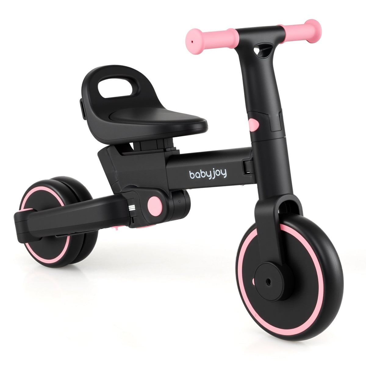 4-in-1 Foldable Toddler Tricycle with Push Handle with Adjustable Seat-Pink view 4