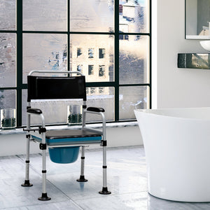 4-in-1 Folding Bedside Commode Chair with Detachable Bucket and Towel Holder view 2