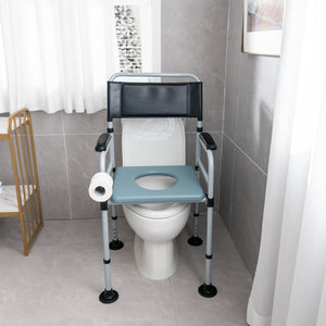 4-in-1 Folding Bedside Commode Chair with Detachable Bucket and Towel Holder view 3