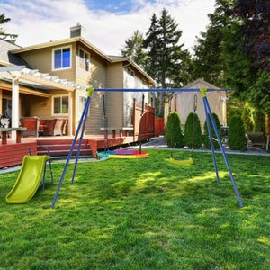 4-in-1 Heavy-Duty Metal Playset with Slide and Basketball Hoop view 2