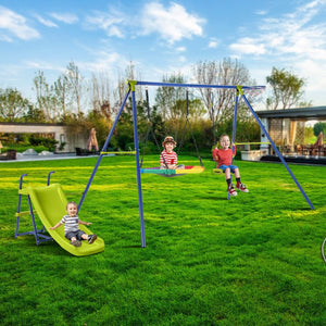 4-in-1 Heavy-Duty Metal Playset with Slide and Basketball Hoop view 3