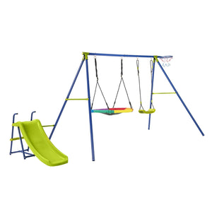 4-in-1 Heavy-Duty Metal Playset with Slide and Basketball Hoop view 4