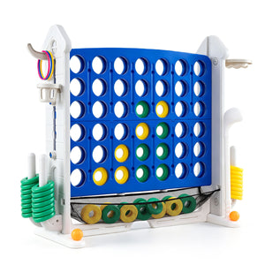 4-in-1 Height Adjustable Row Connect Game with Mesh Net and Carrying Bag-Blue view 4