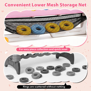 4-in-1 Height Adjustable Row Connect Game with Mesh Net and Carrying Bag-Pink view 9