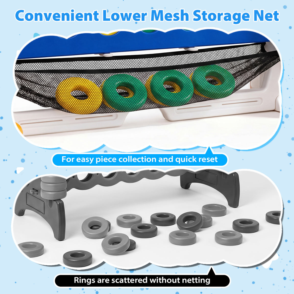 4-in-1 Height Adjustable Row Connect Game with Mesh Net and Carrying Bag-Red view 9