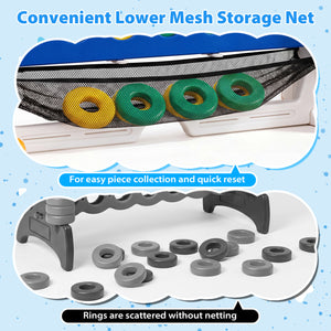 4-in-1 Height Adjustable Row Connect Game with Mesh Net and Carrying Bag-Red view 9