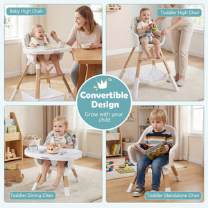 4 in 1 High Chair for Babies Convertible Toddler Highchair-Multicolor view 6