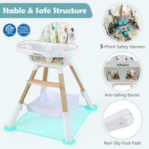 4 in 1 High Chair for Babies Convertible Toddler Highchair-Multicolor view 8