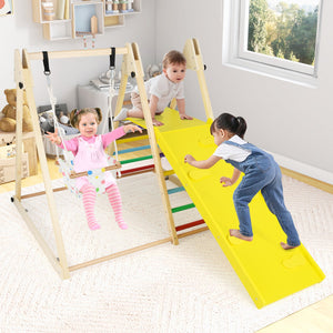 4-in-1 Indoor Jungle Gym with Baby Swing and Climbing Ramp-Multicolor view 2