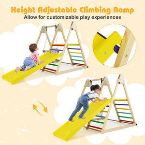 4-in-1 Indoor Jungle Gym with Baby Swing and Climbing Ramp-Multicolor view 9