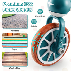 4-in-1 Kids Tricycle with Adjustable Parent Push Handle for 2-4 Years Old-Green view 9