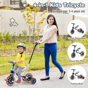 4-in-1 Kids Trike Bike with Adjustable Parent Push Handle and Seat Height-Navy view 5