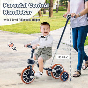 4-in-1 Kids Trike Bike with Adjustable Parent Push Handle and Seat Height-Navy view 7