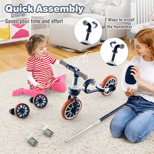4-in-1 Kids Trike Bike with Adjustable Parent Push Handle and Seat Height-Navy view 8