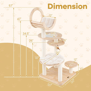 4-in-1 Large Wooden Cat Tower with Space Capsule Nest for Indoor Cats view 4