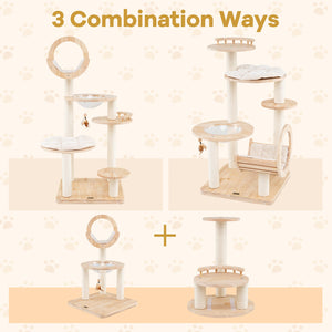 4-in-1 Large Wooden Cat Tower with Space Capsule Nest for Indoor Cats view 7