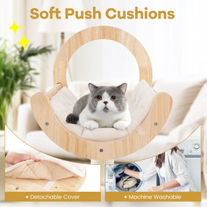 4-in-1 Large Wooden Cat Tower with Space Capsule Nest for Indoor Cats view 8