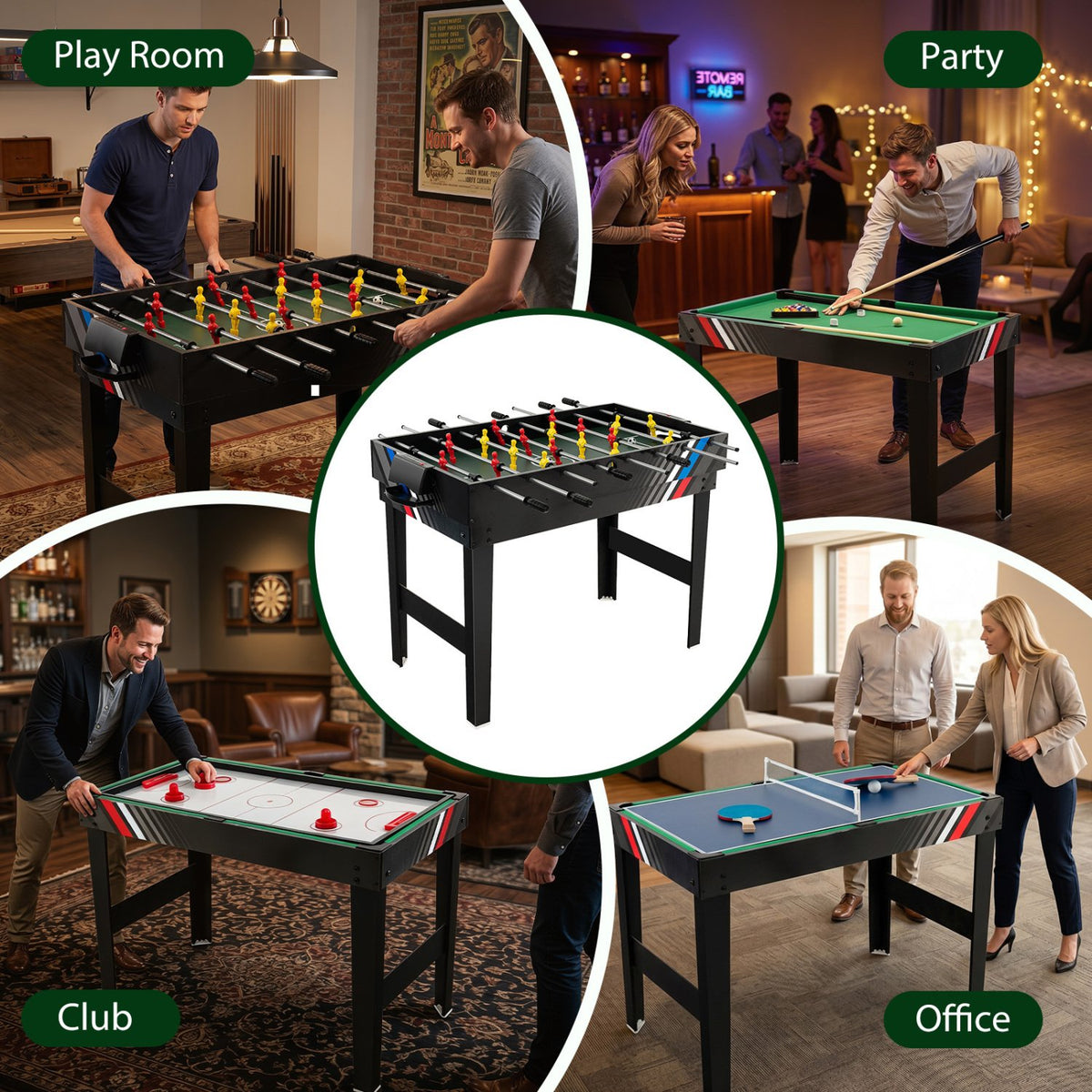 4-in-1 Multi Game Table with Pool Billiards view 8