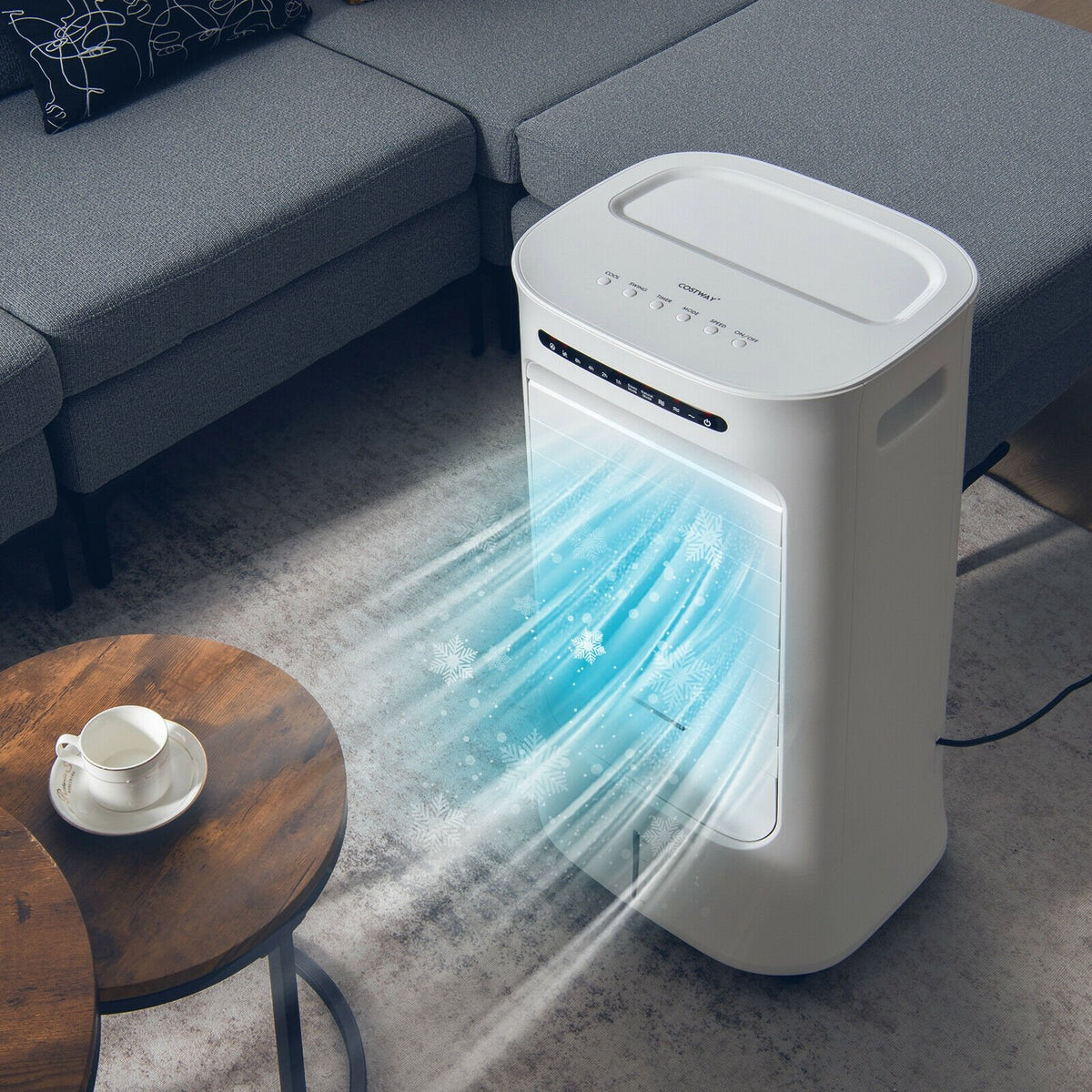 4-in-1 Portable Evaporative Air Cooler with Timer and 3 Modes-White view 2