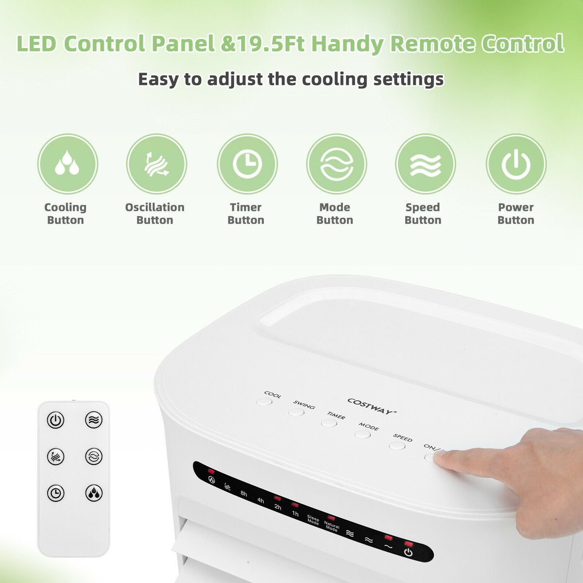 4-in-1 Portable Evaporative Air Cooler with Timer and 3 Modes-White view 5