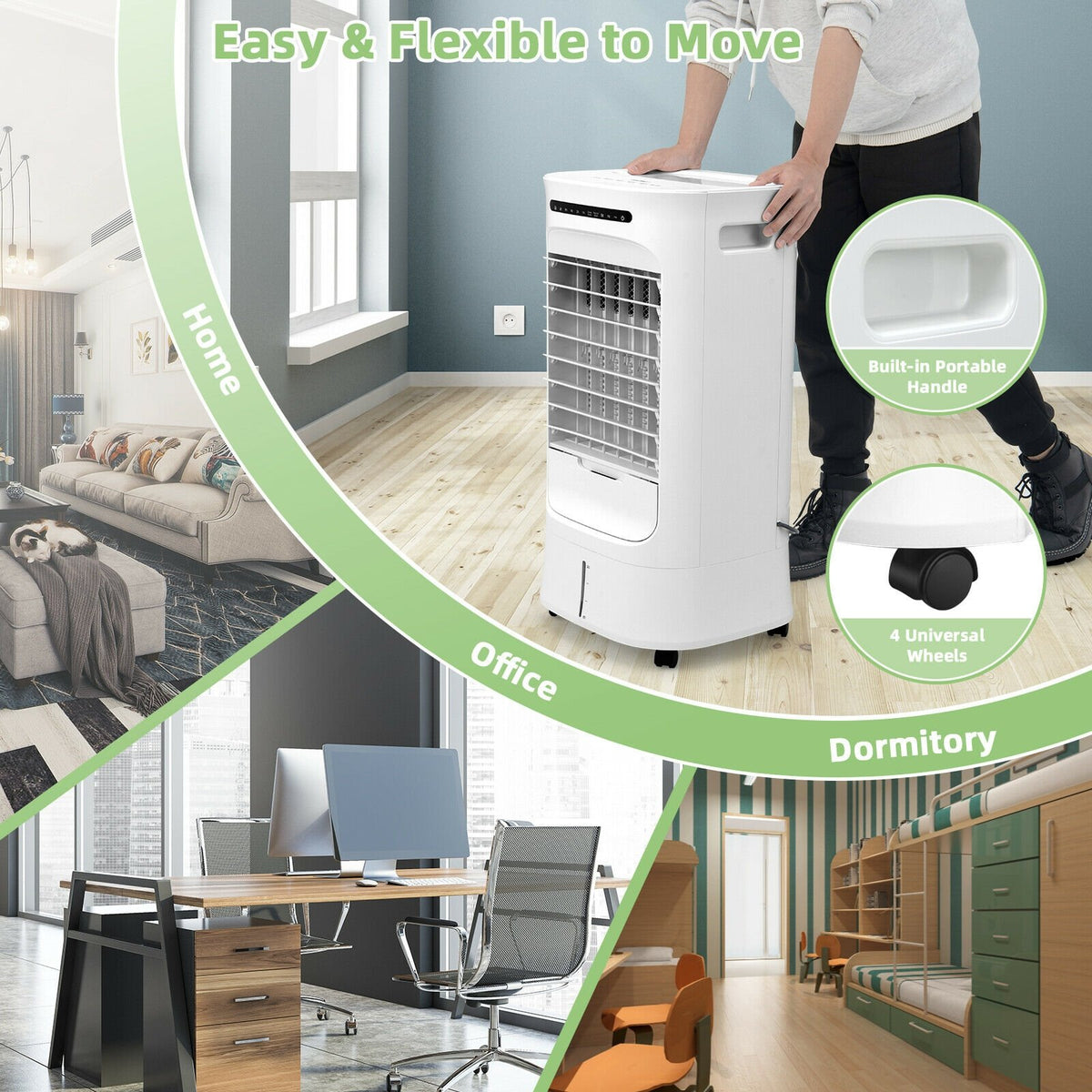 4-in-1 Portable Evaporative Air Cooler with Timer and 3 Modes-White view 9