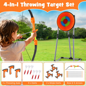 4 in 1 Throwing Target Set Kids Throwing Game with Bristle Target and 3 Throwing axes view 6