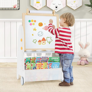 4-in-1 Toddler Activity Table Set with Magnetic Whiteboard and Chalk Board-Gray view 2