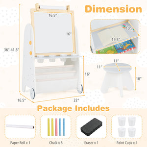 4-in-1 Toddler Activity Table Set with Magnetic Whiteboard and Chalk Board-Gray view 4