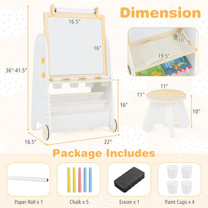 4-in-1 Toddler Activity Table Set with Magnetic Whiteboard and Chalk Board-Natural view 4