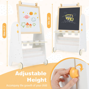 4-in-1 Toddler Activity Table Set with Magnetic Whiteboard and Chalk Board-Natural view 6
