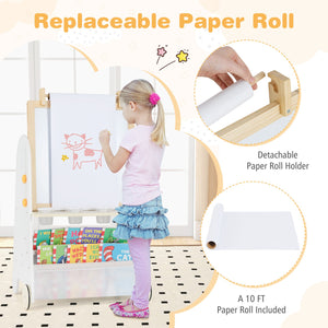 4-in-1 Toddler Activity Table Set with Magnetic Whiteboard and Chalk Board-Natural view 8