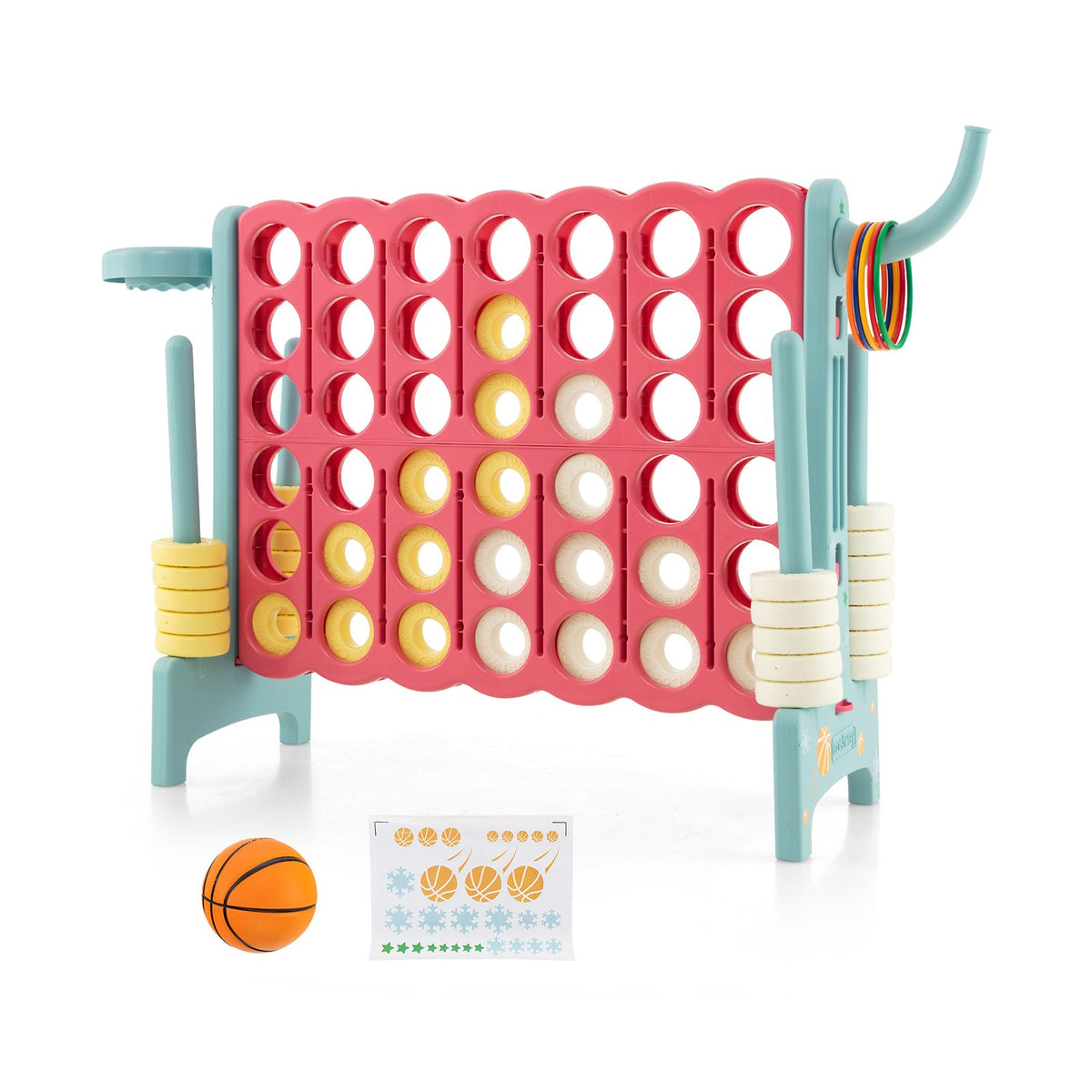 4-in-a-Row Connect Game with Basketball Hoop and Toss Ring-Blue view 3